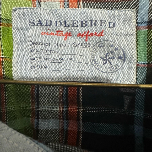 Men's Saddlebred vtg oxford long sleeve button up shirt, XL - Picture 3 of 9